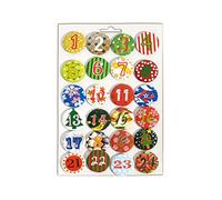 Heitmann Deco 91294 Nombres et Boutons de Calendrier de l'Avent, diamètre env. 3,5 cm, métal, Multicolore, 29 x 18 x 0,5 cm