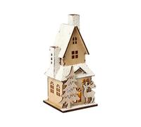 Heitmann Deco 92423 enneigées, LED Maison en bois, bois, naturel, 9 x 9 x 20 cm