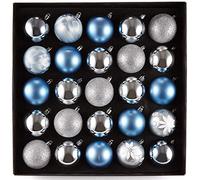 HEITMANN DECO Assortiment de 25 Boules de Noël - Décoration de Noël Bleue et argentée à Suspendre - Assortiment de Boules en Plastique