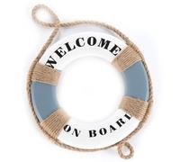 HEITMANN DECO Bouée de sauvetage « Welcome on Board » pour décoration - Décoration maritime à suspendre - Décoration murale - Blanc/bleu/beige