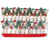 HEITMANN DECO Calendrier de l'Avent avec pinces en bois avec ruban à suspendre - Bricolage soi-même - Renne, pinces pour sapin de Noël