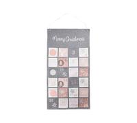 Heitmann Deco Calendrier de l'Avent en tissu Merry Christmas - Calendrier de l'Avent moderne à remplir et à suspendre - Gris/rose/blanc