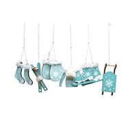 Heitmann Deco Décoration de Sapin de Noël, Naturel, Bleu, Blanc, Environ 4-6,5 cm