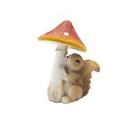 HEITMANN DECO Figurine en céramique Champignon Mouche avec écureuil, Marron/Rouge/Blanc, Environ 13 cm
