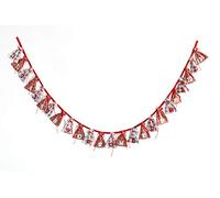HEITMANN DECO Guirlande Calendrier de l'Avent avec Sacs Cadeaux 180 cm, Tissu Rouge/Gris, 25 x 25 x 4 cm