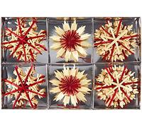 HEITMANN DECO Lot de 16 pendentifs en Paille pour Sapin de Noël - en matériau Naturel - 16 pièces - Rouge et Blanc