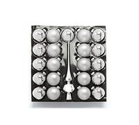 Heitmann Deco - Lot de 21 Boules en Verre + Pointe de Sapin de Noël - Décoration à Suspendre - Argenté - Paillettes - 35,6 x 33,8 x 6,5 cm