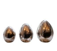 HEITMANN DECO Lot de 3 œufs en Porcelaine, Argent Mat