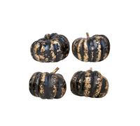 HEITMANN DECO Lot de 4 citrouilles Noires - Décoration d'automne et d'halloween, Environ 15 x 15 cm, pour Table, Rebord de fenêtre et étagère