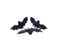 HEITMANN DECO Lot de 9 Chauves-Souris - avec Clip de Fixation - Noir - Plastique - 12 x 5 cm - Chauve-Souris