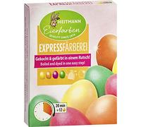 Heitmann Eierfarben - Coloration express - 4 couleurs d'œufs liquides en jaune, orange, rose et vert
