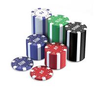 HEITOK Ensemble de jetons de Poker, 100 pièces, 11,5 g, Texas Hold'em avec Coffret en Aluminium, valeurs de 1 € à 500 €, idéal pour Le Blackjack & Les Jeux de Casino