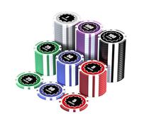 HEITOK Ensemble de Poker avec Valeur 100 jetons numérotés de 11,5 grammes, de 1 $ à 500 $, dans Un Emballage en Carton pour Les Jeux de Casino.