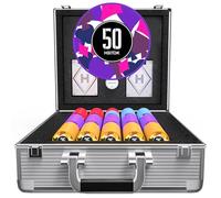 HEITOK Jetons de poker avec étui de transport en aluminium et jetons de poids professionnels Plus 5 pièces de poker - Jeu de casino (600 jetons avec valeur numérotée)