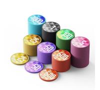 HEITOK Jeu de 100 pièces de poker casino avec dénominations, jetons professionnels 11,5 g, mallette étanche pour Texas Hold'em & Blackjack