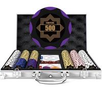 HEITOK Jeu de jetons de poker en argile pour 300 pièces avec dénominations professionnelles Casino Blackjack, Texas Hold'em, un étui de transport haut de gamme
