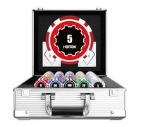 HEITOK Kit de Poker de Casino avec jetons numérotés 600 pièces pour Jeu de Cartes, 11,5 g, avec Cartes de Jeu, imperméables pour Texas Hold'em, Blackjack, Card Club ou Late Night Poker Games