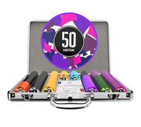 HEITOK Lot de 500 jetons de poker 11,5 g avec dénominations, jeu de jetons numérotés de casino avec étui en aluminium inclus 2 jeux de cartes à jouer