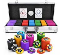 HEITOK Mallette de Poker 1000 Jetons Numérotés 11,5g avec Noyau Métal - Set Complet Texas Hold'em Professionnel, Coffret Aluminium, Cartes et Bouton Dealer pour Soirées Adultes