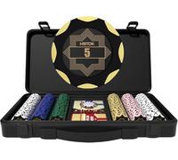 HEITOK Mallette de Poker Professionnelle 300 Jetons en Argile Numérotés 14g - Set Complet Texas Hold'em avec Étui en Polycarbonate Résistant pour Soirées Casino Adultes