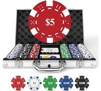 HEITOK Mallette de Poker Professionnelle 300 Jetons Numérotés 11.5g avec Coffret Aluminium Renforcé - Set Complet Texas Hold'em Blackjack Cartes Dés Boutons pour Soirées Adultes