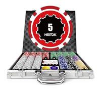 HEITOK Mallette de Poker Professionnelle 500 Jetons Numérotés 11,5g - Set Complet Texas Hold'em avec Valise Aluminium, Cartes, Dés et Boutons pour Soirées Casino Adultes