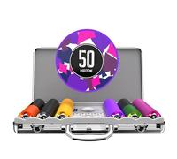 HEITOK Mallette Poker 300 Jetons 11,5g Poids Lourd - Set Jetons Numérotés ABS avec Insert Métal, Valise Aluminium, Bouton Dealer Métal et Cartes pour Texas Holdem Blackjack Soirée Casino Adulte