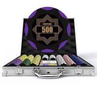 HEITOK Mallette Poker 500 Jetons Numérotés 14g Clay Texas Holdem Blackjack