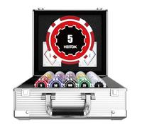 HEITOK Mallette Poker 600 Jetons Numérotés 11.5g Fer Texas Holdem Blackjack