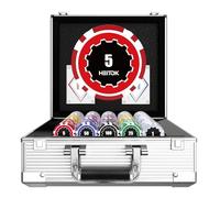 HEITOK Mallette Poker 600 Jetons Numérotés 11,5g - Set de Poker Complet avec Valise en Aluminium Renforcé - Jetons Lourds Noyau Métal pour Texas Holdem Blackjack et Soirées Casino Adultes