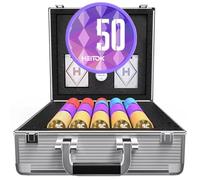 HEITOK Mallette Poker 600 Jetons Numérotés - Set Poker Texas Hold'em Professionnel 11,5g Poids Lourd ABS avec Insert Métal - Valise Aluminium Renforcée, Bouton Dealer Métal et 2 Jeux de Cartes