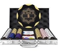 HEITOK Mallette Poker Premium 300 Jetons (Lourds 14g Clay Composite) - Coffret Poker Aluminium Pro avec Valeurs Marquées, 2 Jeux de Cartes & Dés - Set Texas Hold'em Idéal 6-8 Joueurs (Qualité Casino)