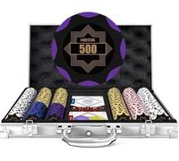 HEITOK Mallette Poker Premium 300 Jetons (Lourds 14g Clay Composite) - Coffret Poker Aluminium Pro avec Valeurs Marquées, 2 Jeux de Cartes & Dés - Set Texas Hold'em Idéal 6-8 Joueurs (Qualité Casino)