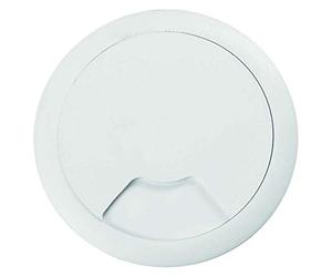 Heitronic Prise de passage de câble blanche, EAN : 4002940435870, accessoires d'installation électrique, 33,5 mm x 33,5 mm x 23 mm, LED, 3 W, fonctionne sur piles, 2 piles alcalines incluses