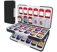 HEIYING Étui pour Cartes de Jeu pour Nintendo Switch 2 / Switch OLED, Mallette de Voyage Portable Noire avec 48 Emplacements pour Carte de Jeu et 24 Emplacements pour Carte Micro SD