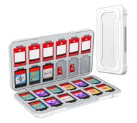 HEIYING Rangement Jeux Switch pour Nintendo Switch 2/Lite/OLED,Support de Stockage de Mémoire en Design en Fibre de Carbone Blanc avec 24 Fentes Carte Jeu et 24 Fentes Carte Micro SD