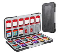 HEIYING Rangement Jeux Switch pour Nintendo Switch 2/Lite/OLED,Support de Stockage de Mémoire en Design en Fibre de Carbone Noir avec 24 Fentes Carte Jeu et 24 Fentes Carte Micro SD