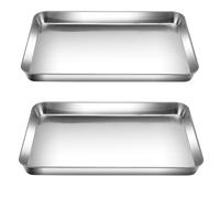HEIYUET Lot de 2 plaques de cuisson rectangulaires en acier inoxydable - 40 x 30 cm - 2,5 cm de profondeur - Pour rôtir, servir - Passe au lave-vaisselle