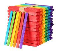 HEIYUET Lot de 800 Batonnet en Bois Colorés, Abaisse Langue Bois, 114x10x2mm, Bâtonnets de Glace Multicolores pour Bricolage DIY, Projets Créatifs et Artisanat