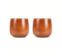 HEJIGOOD Lot de 2 gobelets réutilisables en bois naturel avec finition lisse pour thé, café, bière, boissons froides - 130 ml - 7 x 7 cm