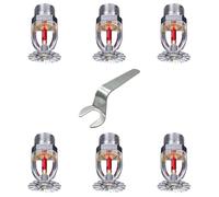 HEJIGOOD Lot de 6 têtes d'arroseur d'incendie DN15 1/2" NPT 68 °C Suppression automatique d'incendie avec clé universelle pour bâtiments commerciaux et résidentiels