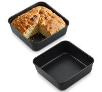 Hejo 2 Pièces Plat a Gratin Carré, 16 ×16 × 5cm Moule à Gâteau Carré en Acier Inoxydable, Plats à Four avec Revêtement Antiadhésif, Plat a Gratin pour Lasagnes, Gâteaux, Brownie(Noir)