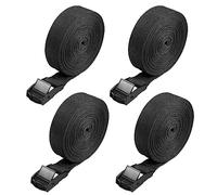 Hejo 4 PCS Sangle Porte-Velo, 5m Sangle Cliquet | Réglable à Dégagement Rapide Sangle Arrimage avec Boucles à Came Alliage Antirouille pour Transport de Vélo Moto Bagage, Noir