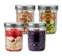 Hejo 4 Pièces Pots à Confiture en Verre avec Couvercle, 500ml