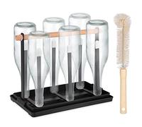 Hejo Egouttoir Bouteille et Porte Tasse, Porte-Tasses, Support pour Sécher Les Bouteilles avec Brosse à Tasses, Porte-Bouteilles pour Rangement Cuisine Noir