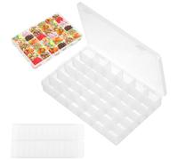 Hejo Lot de 2 boîtes à goûter avec compartiments et plateaux, 36 grilles amovibles, boîtes de voyage en plastique pour perles, bonbons, bijoux (27,5 x 18 cm)
