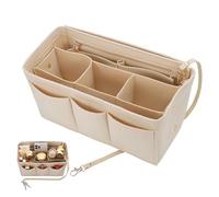 Hejo Organisateur de Sac à Main en Feutre, Sac de Rangement Interieur pour Marc Jacobs S, Bag Organizer avec Porte-clés, Organiseur avec Multi-Poches Beige, Taille M