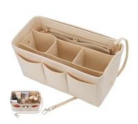 Hejo Organisateur de Sac à Main en Feutre, Sac de Rangement Interieur pour Marc Jacobs S, Bag Organizer avec Porte-clés, Organiseur Sac pour Femmes avec Multi-Poches Beige, Taille L