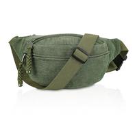 Hejo Sac Banane Femme Velours Côtelé, Bandoulière Réglable pour Randonnée Cyclisme et Balade (Vert)