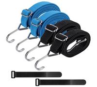 Hejo Sangle a Cliquet avec Crochets, 2 pcs de 2m de Sangles d'Arrimage Bleues Longues + 2 pcs de 1m de Sangles d'Arrimage Noires, pour la Moto, Les Bagages (2 x 200 cm et 2 x 100 cm Inclus)